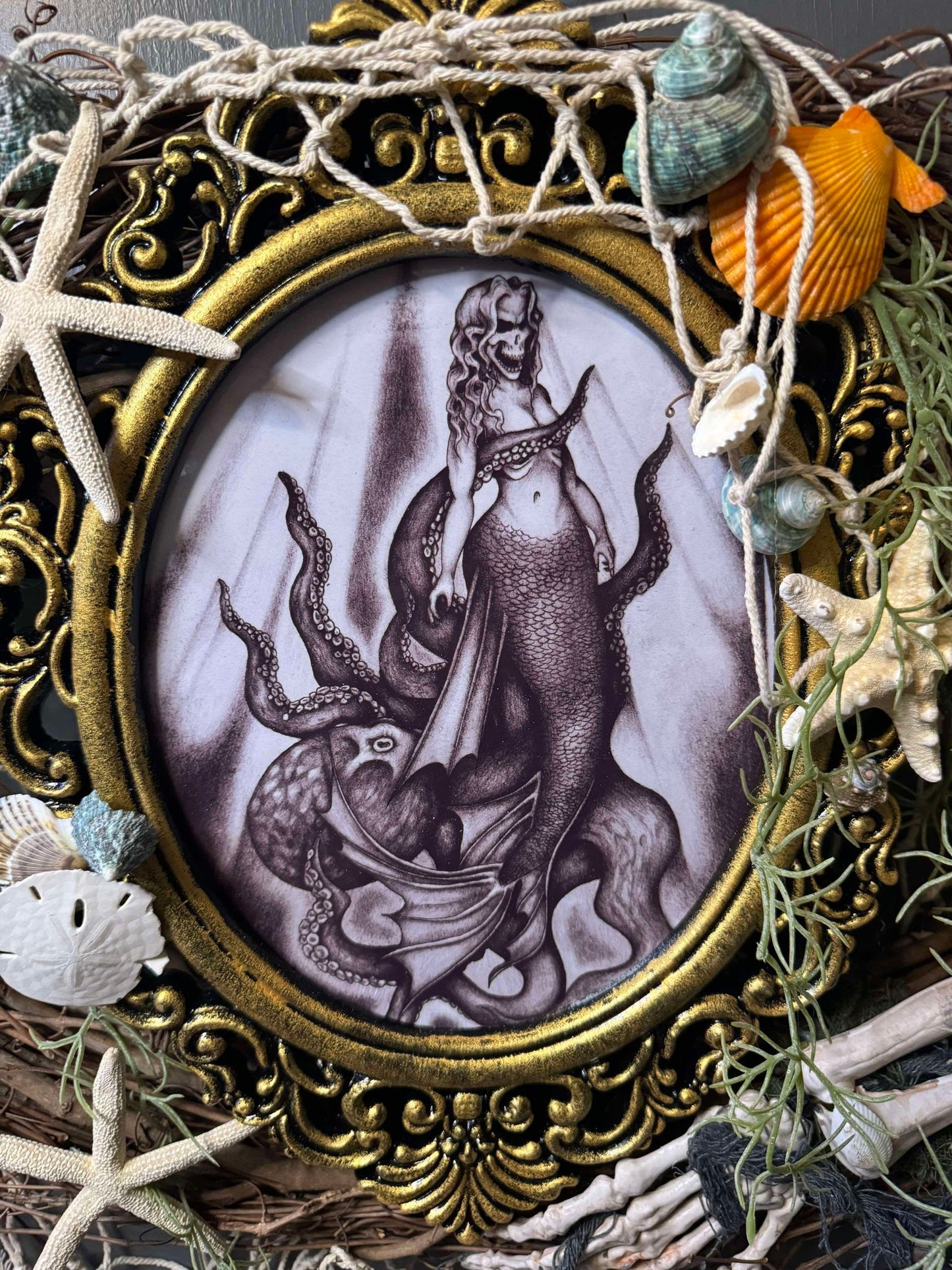 Dead Mermaid Grapevine Wreath